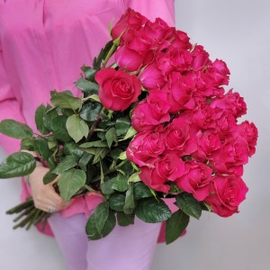 Букет 25 розовых роз премиум