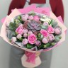 Розовая дымка Букет роз с суккулентом с доставкой в Кисловодске