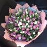 Большой букет тюльпанов Розовый бриз с доставкой в Кисловодске